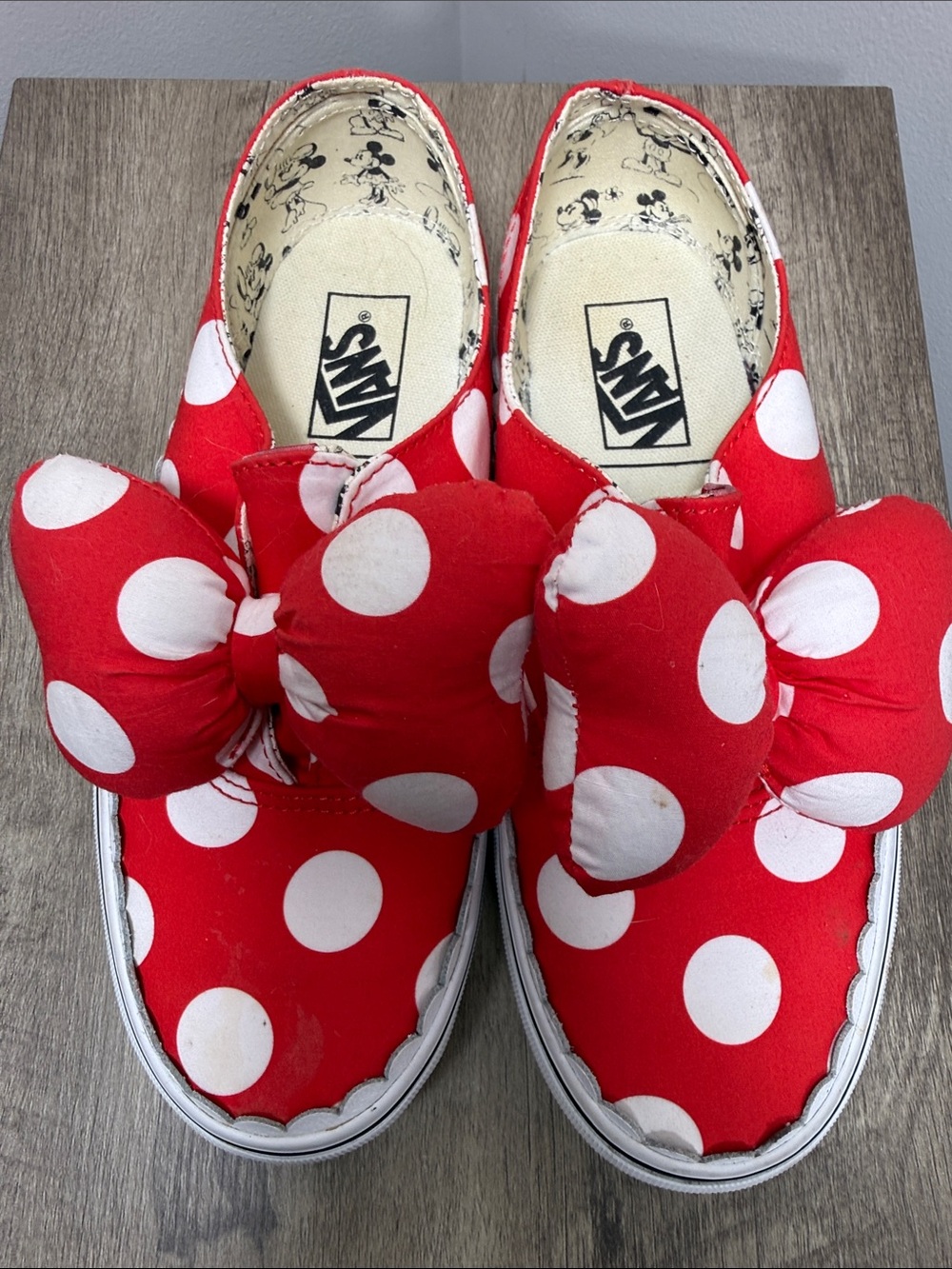 Vans Kids Red & White Polka Dot Bow Slip-On Sneakers
